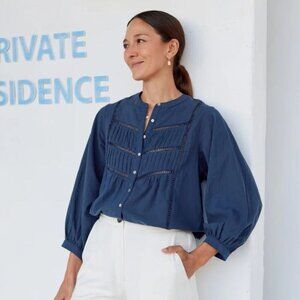 Maye Paloma Shirt French Navy Long Sleeve Size S
